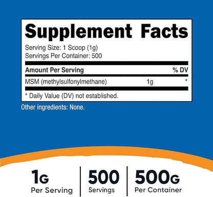 Nutricost Pure MSM Powder 500 Grams