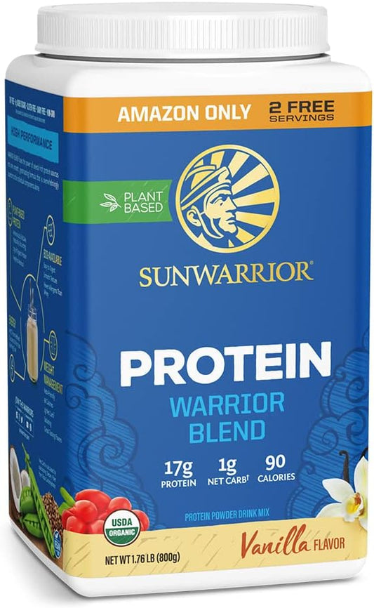 Sunwarrior Vegan Protein Powder Plant-Based USDA Organic | BCAA Amino Acids Hemp Seed | Keto Friendly Soy, Dairy, Gluten, & Synthetic Free Non-GMO | Vanilla 32 Servings 17g