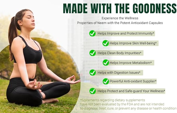 Organic Aura Neem Supreme Capsules. 150 Veg Capsules. Triple Complex - Max Strength Pure High-Potency Azadirachta Indica Capsule. Natural Antioxidant, Skin Health, Abundant Immunity Support.