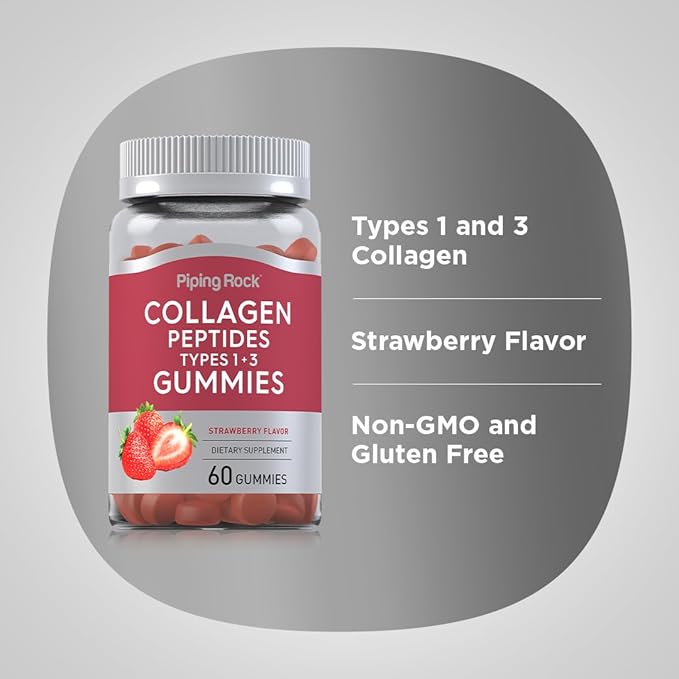 Piping Rock Collagen Peptides Gummies 60 Count 1 and 3 |