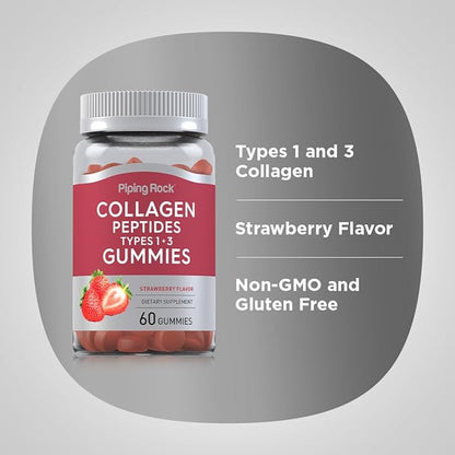 Piping Rock Collagen Peptides Gummies 60 Count 1 and 3 |
