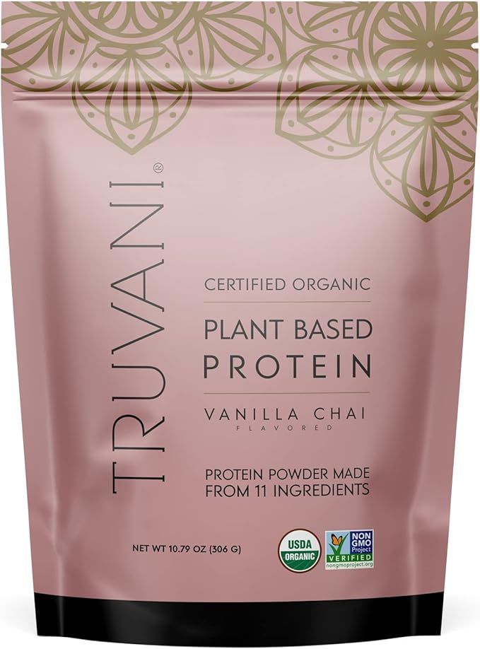 Truvani Vegan Pea Protein Powder | Vanilla Chai | 20g Organic Plant Based Protein | 10 Servings | Keto | Gluten & Dairy Free | Low Carb | No Added Sugar