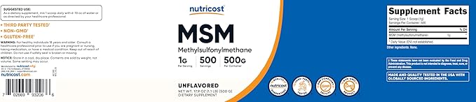 Nutricost Pure MSM Powder 500 Grams