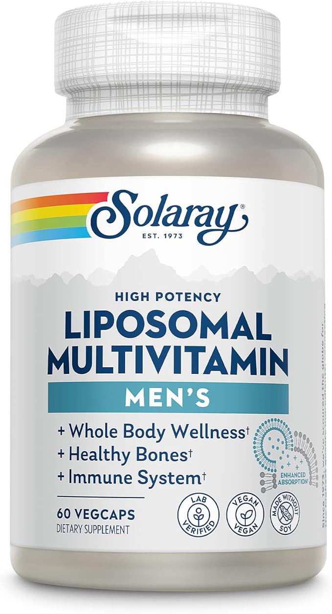 SOLARAY Liposomal Multivitamin for Men, Enhanced D3, C, B12, Zinc, 30 Servings, 60 VegCaps