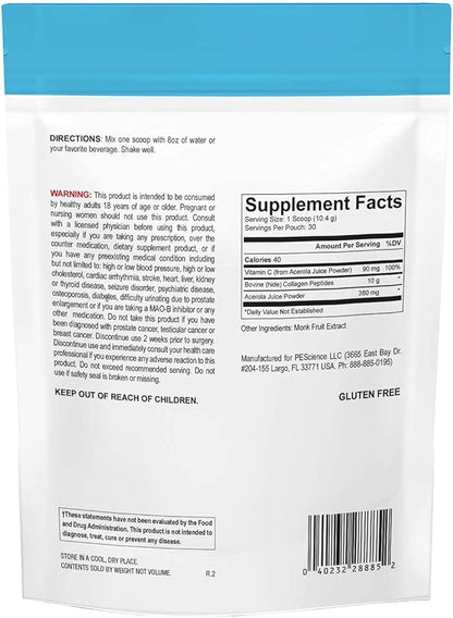 PEScience Collagen Peptides Powder, Hydrolyzed Collagen 30 Servings,