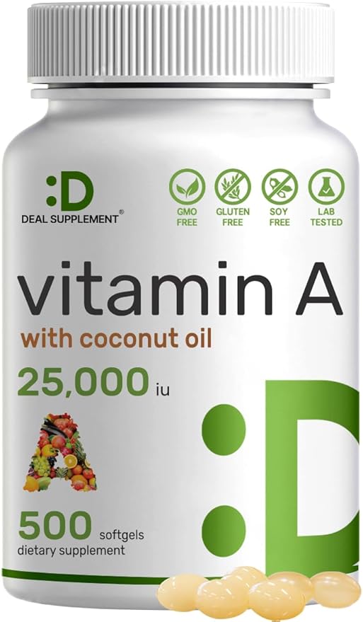 DEAL SUPPLEMENT High Potency Vitamin A 25000 IU, 500 Coconut