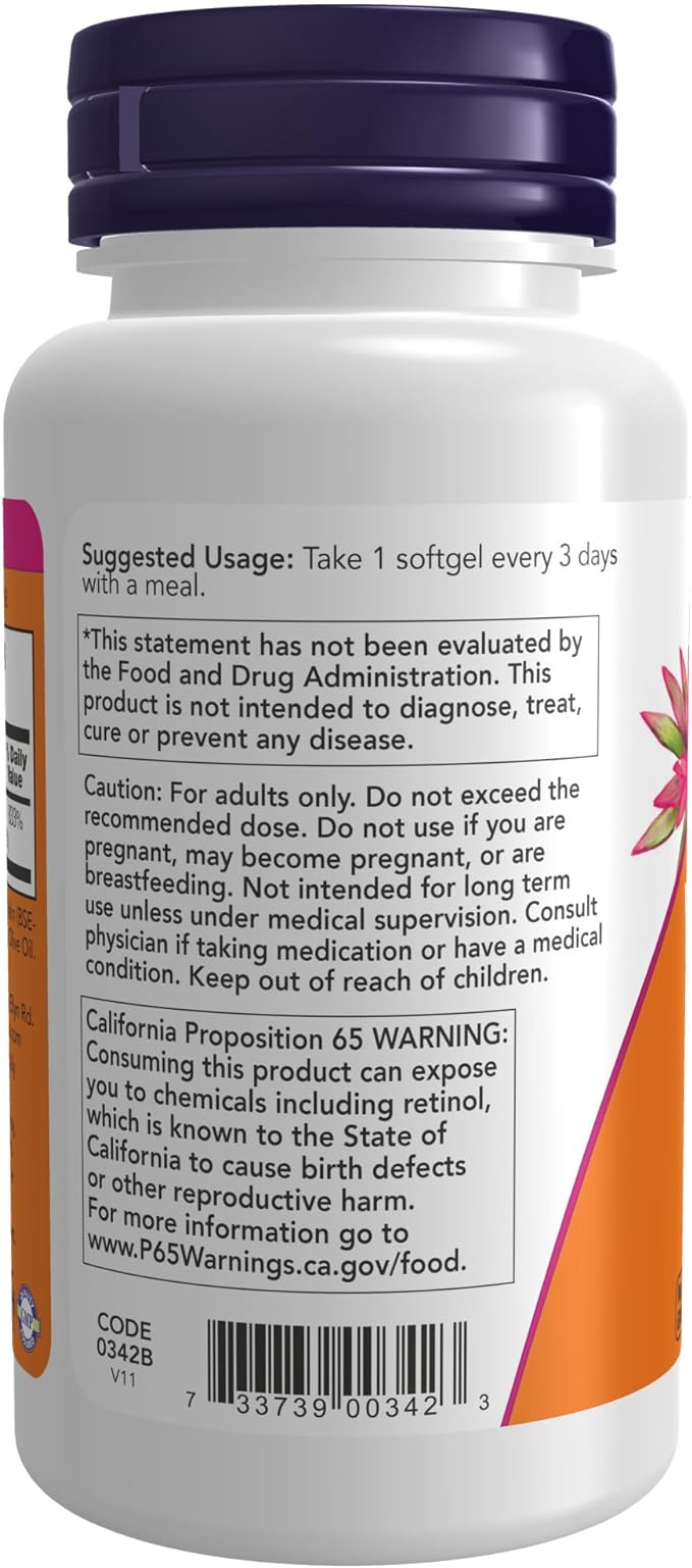 NOW Supplements, Vitamin A (Fish Liver 25,000 IU, 250 Softgels
