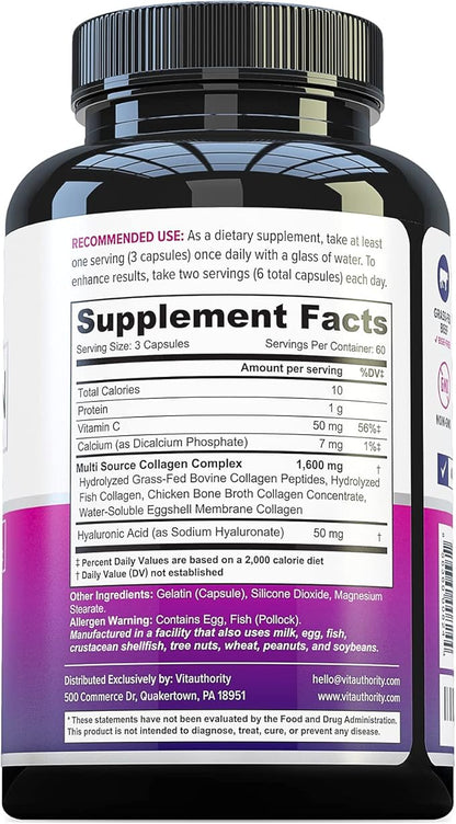 Vitauthority Multi Collagen Pills for Women 60 Servings