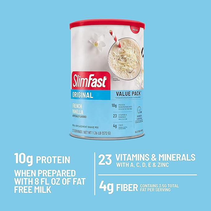 SlimFast Meal Replacement Powder, Original French 10g of 22 Servings