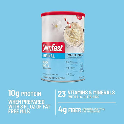 SlimFast Meal Replacement Powder, Original French 10g of 22 Servings