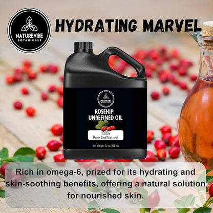 Naturevibe Botanicals Rosehip Oil 32 Ounces 100% Pure