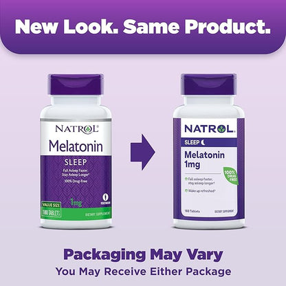 Natrol, Melatonin Tablets Helps You Fall 100 Vegetarian 1mg, 180 180 Count