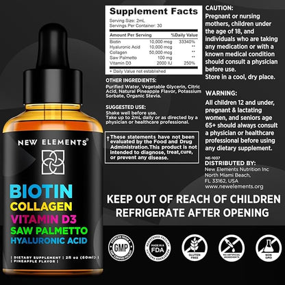 Liquid Biotin Drops with Collagen Vitamin D3 Saw