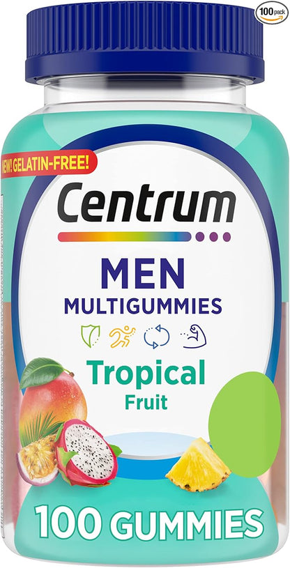 Centrum Men's Multivitamin Gummies, Tropical Fruit 100 Count, 50 Day