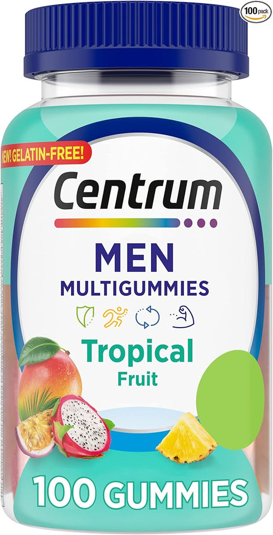Centrum Men's Multivitamin Gummies, Tropical Fruit 100 Count, 50 Day