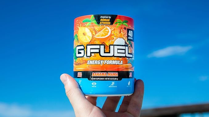 G Fuel Bahama Mama Energy Drink Powder, Pre Workout Caffeine Mix for Gaming, Sugar Free Focus Amino, Vitamin + Antioxidants, 9.9oz (Coconut & Pineapple, 40 Servings)