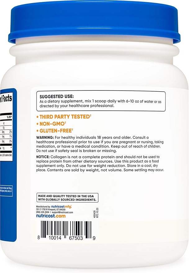 Nutricost Grass-Fed Collagen Powder 1LB (454 G)