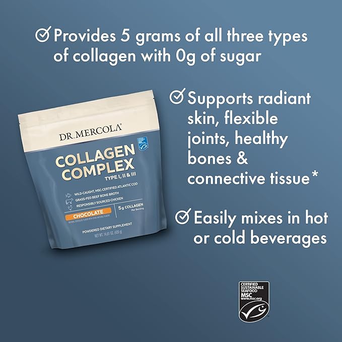 Dr. Mercola Collagen Complex Powder, Chocolate 30 Servings,