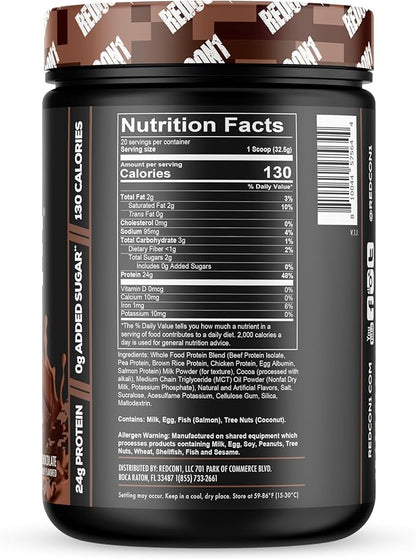 REDCON1 MRE Lite Whole Food Protein Powder, Chocolate - Low Carb & Whey Free Meal Replacement with Animal Protein Blends - Easy to Digest Supplement Made with MCT Oils (20 Servings)