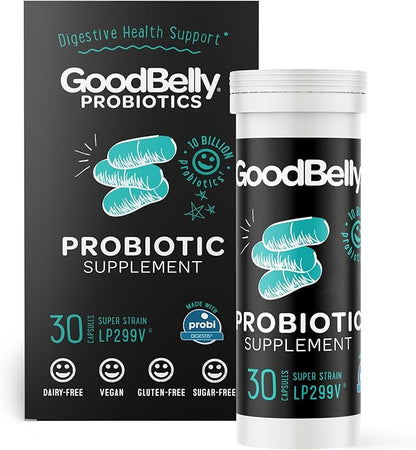 GoodBelly Probiotic Supplement for Digestive Health Support 10 Billion (30 Capsules