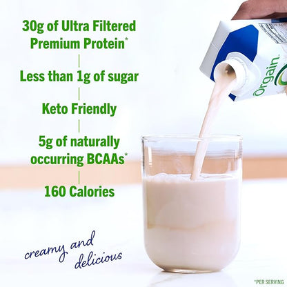 Orgain 30g High Protein Shake, Dairy Isolate Milk Protein, Fruity Cereal, 6g BCAAs, <1g Sugar Per Serving, Meal Replacement, Ready to Drink, Keto Friendly, Gluten-Free 11 Fl Oz (Pack of 12)
