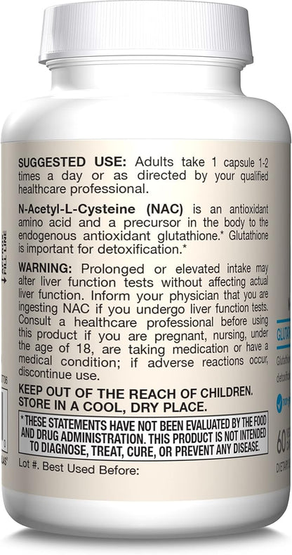 Jarrow Formulas N-A-C 500 mg, Dietary 60 Veggie 60 Day
