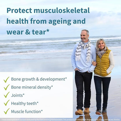 High Absorption Algae Calcium & Magnesium K2 & D3, Non-GMO 60 Tablets,