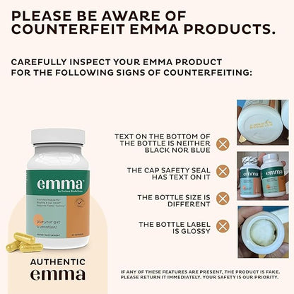 Emma Gut Health Doctors Endorsed Supplement - 60 Capsules - Relief from Gas and Bloating, Repairs Leaky Gut with Magnesium, Berberine, Vitamin D, Quercetin & More - Gut Health & Colon Cleanse Formula