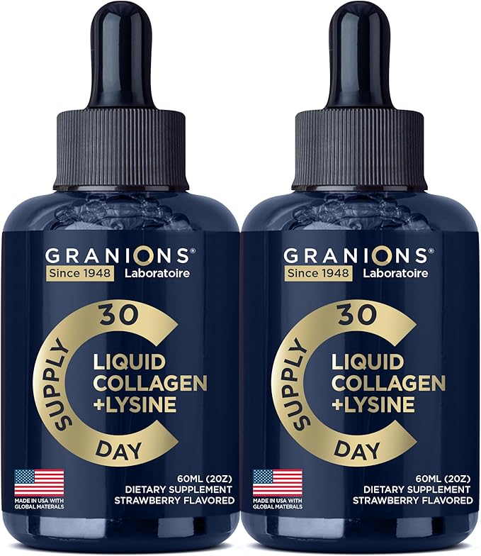 Liquid Collagen Peptides with Biotin and Lysine 100,000mcg, 50,000mcg 50,000mcg Collagen 10,000mcg Biotin 2-Pack 2x2oz 2x2oz
