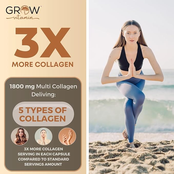 grow vitamin Multi Collagen Capsules, 1800MG 90 Capsules