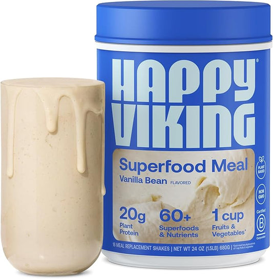 Happy Viking Vanilla Plant Protein Powder, 20G Protein, 1 Canister (24 oz.)