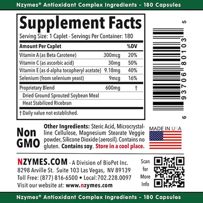Nzymes® Antioxidant Complex for People. Powerful 180 Count