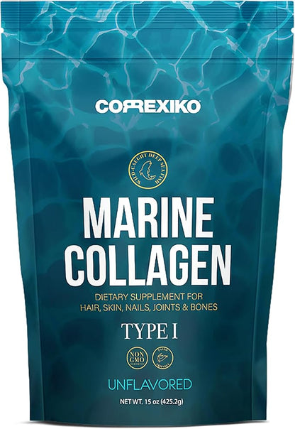 CORREXIKO Marine Collagen Powder Supplement Unflavored 10,000mg Double 15oz, 42 42 Servings