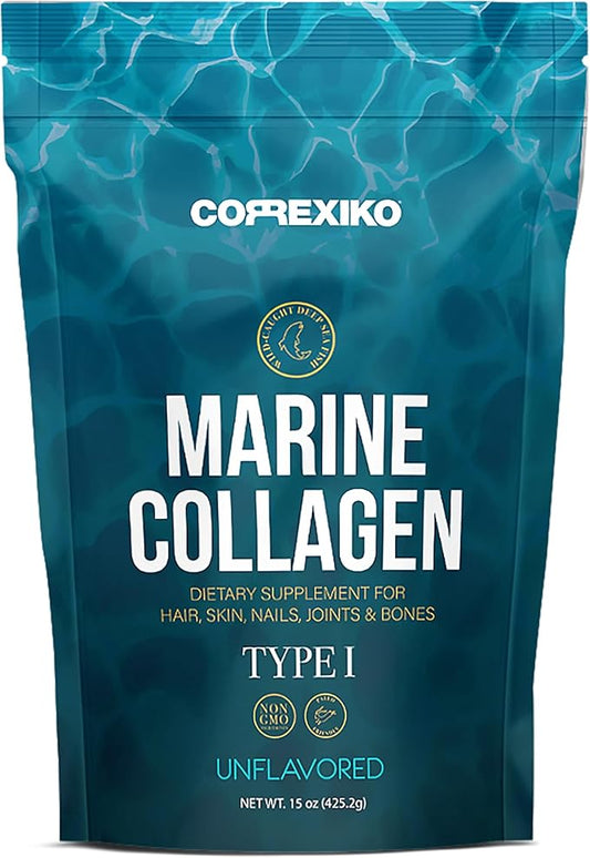 CORREXIKO Marine Collagen Powder Supplement Unflavored 10,000mg Double 15oz, 42 42 Servings
