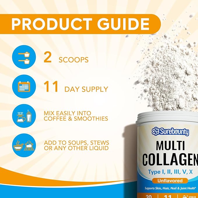 Multi Collagen Powder, Type I II 8oz