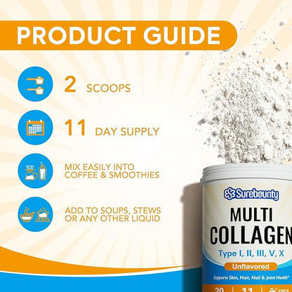 Multi Collagen Powder, Type I II 8oz