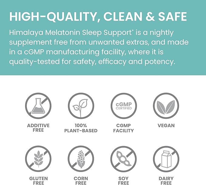 Himalaya Melatonin Sleep Support with GABA, 3mg for 60 Capsules, 2 Month
