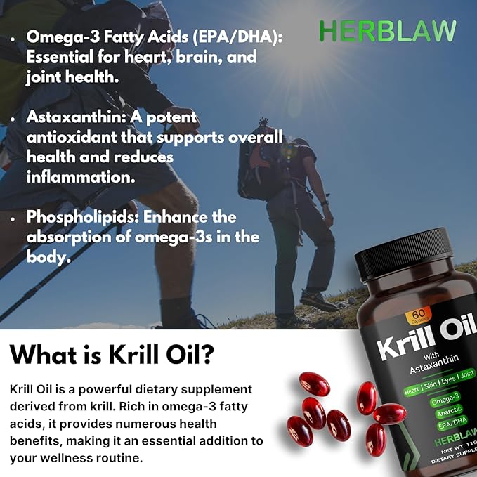 Antarctic Krill Oil 1000mg | Omega-3 | 60 Softgels