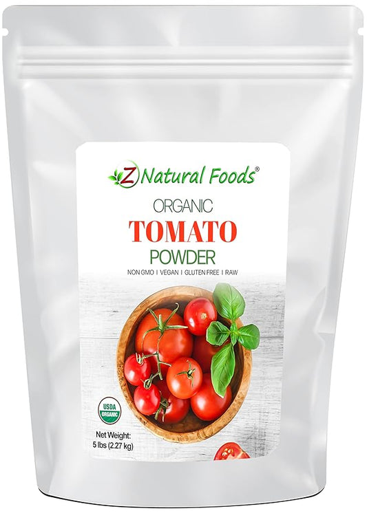 Z Natural Foods Organic Tomato Powder, Antioxidant-Rich Fruit Powder for a Healthy Cardiovascular System, Ideal for Smoothies, Cooking, Baking, and More, Non-GMO, Vegan, Gluten-Free, Kosher, 5 lbs.