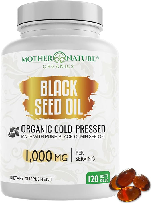 Organic High Potency Turkish Black Seed Oil Capsules, Cold Pressed, High TQ, 2 Month Supply, Non-GMO Black Cumin Nigella Sativa Oil for Immune Support, Joint, Digestive & Beauty, 1,000mg Dose (120ct)