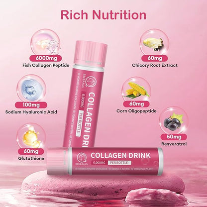 Collagen Drink with 6000mg Marine Collagen 0.85 Fl.Oz(25ml)x30 Fl.Oz(25ml)x30 Bottles,