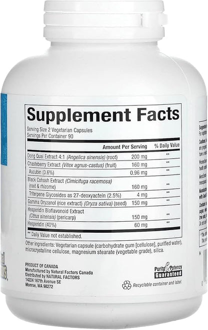 WomenSense MenoSense by Natural Factors, Natural Supplement to Help Improve Menopause Symptoms, Vegan, Non-GMO, 180 Capsules