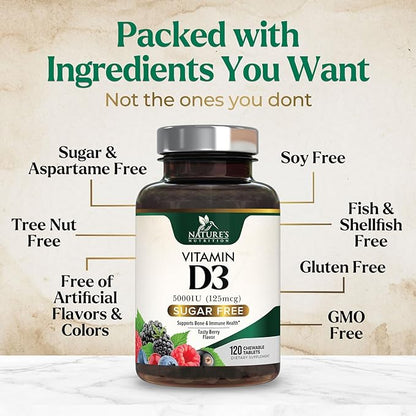 Vitamin D3 5000 IU (125 mcg) 120 Chewable
