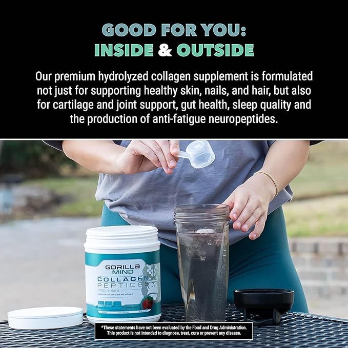 Gorilla Mind Collagen Peptides Powder 435g (Blue