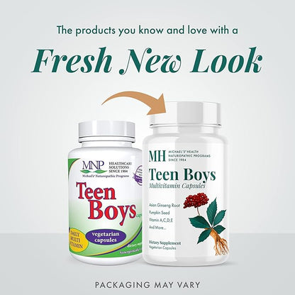MICHAEL'S Health Naturopathic Programs Teen Boys - 60 Vegetarian Capsules - Daily Multivitamin Supplement - Kosher - 30 Servings