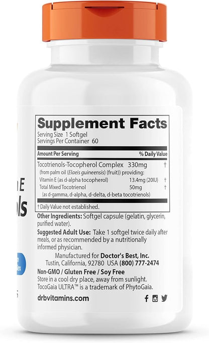 Doctor's Best Vitamin E Tocotrienols contains 60 Count