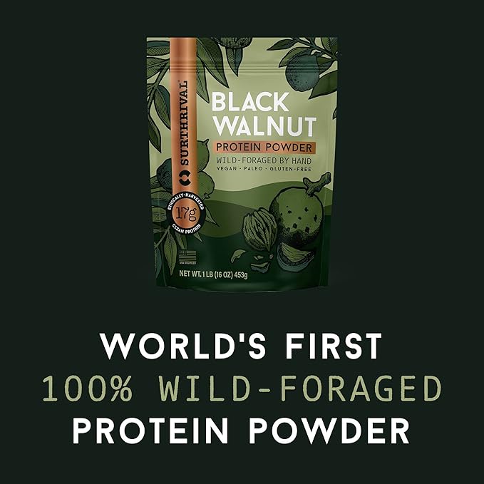 Surthrival: Black Walnut Protein Powder, Wild-Foraged, 17g Protein, 1lb