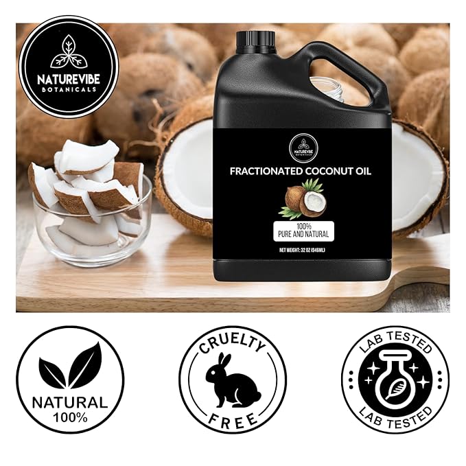 Naturevibe Botanicals Fractionated Coconut Oil 32 Ounces 100% Pure