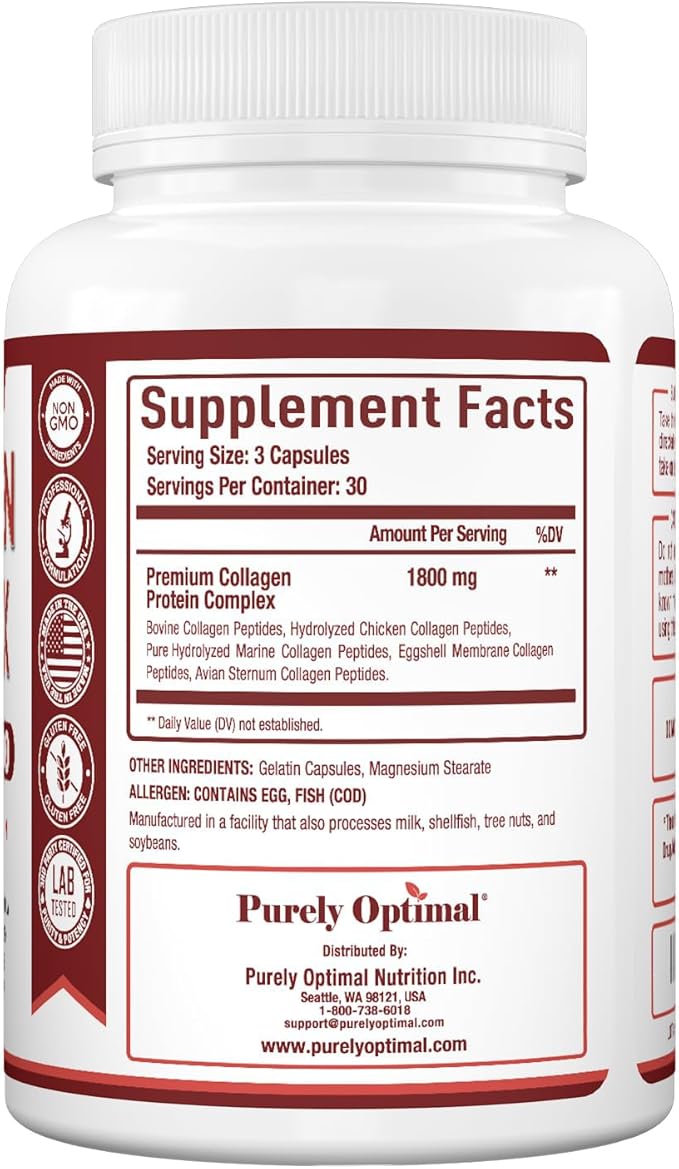 Purely Optimal Premium Multi Collagen Peptides (90 Capsules)