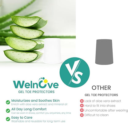 Welnove Pinky Toe Sleeves Protectors 12-Pack Aloe